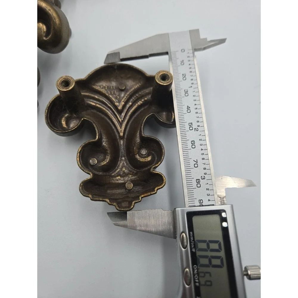 8 Buffet Drawer Door Pull Large Vintage Brass MCM Gothic Credenza 50mm